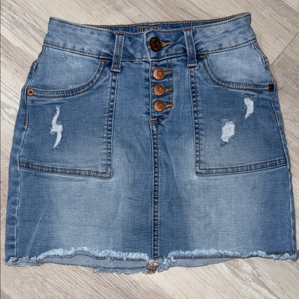 Justice Girl Denim Blue Distressed Skirt
